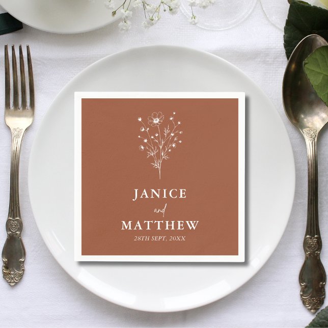 Serviette En Papier Rustique Burnt Orange Boho Mariage (Créateur téléchargé)