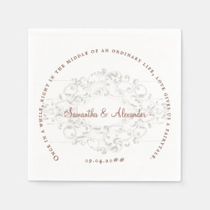 Serviette En Papier Rustique Chic Crest Ivory Terra Cotta Mariage goth