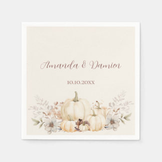 Serviette En Papier Rustique Citrouille d'automne élégant mariage