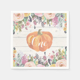 Serviette En Papier Rustique Citrouille premier anniversaire aquarelle