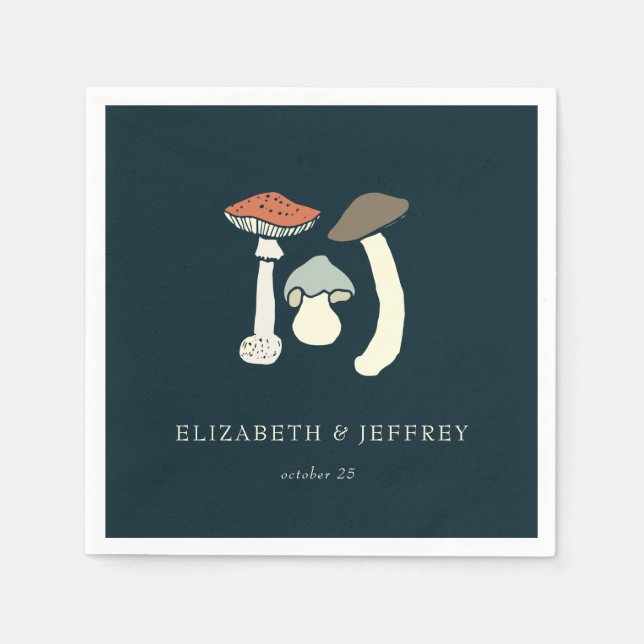 Serviette En Papier Rustique Elegant Bois Wild Champhrooms Mariage (Devant)