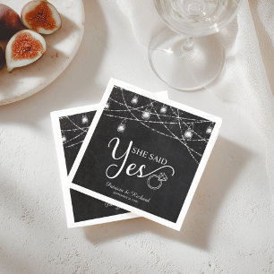 Serviette En Papier Rustique Elle a dit oui Tableau de mariage Engagem