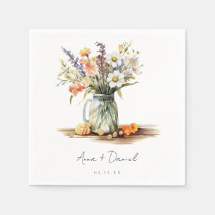 Serviette En Papier Rustique été Floral Mason Jar Mariage