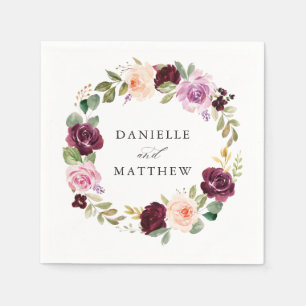 Serviette En Papier Rustique Floral Humeur Mariage Personnalisé