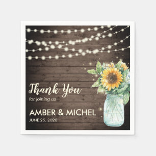 Serviette En Papier Rustique Grange Wood Sunflower Chaîne Lumières Mar
