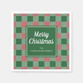 Serviette En Papier Rustique Green Plaid Joyeux Noël