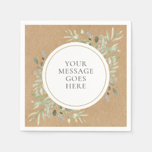 Serviette En Papier Rustique Kraft Boho Eucalyptus Mariage de verdure