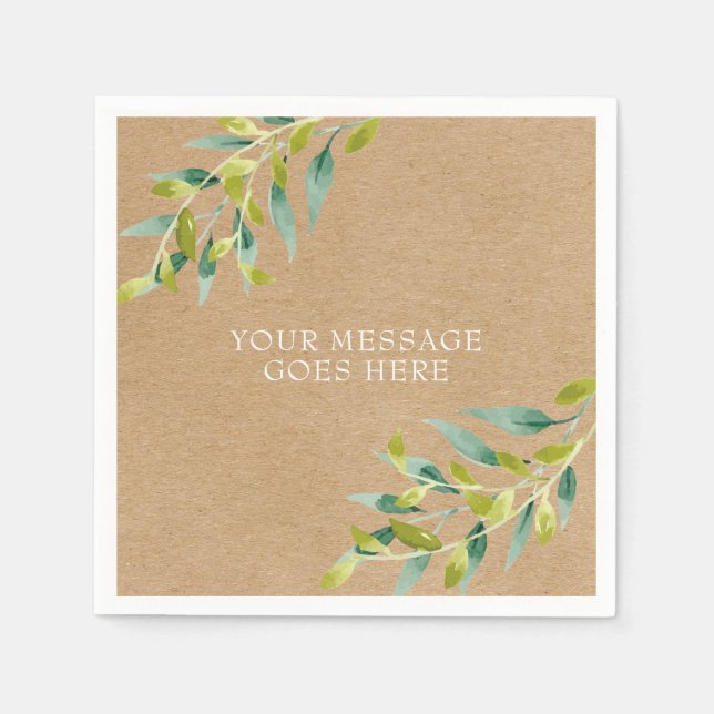 Serviette En Papier Rustique Kraft Fresh Meadow Green (Devant)