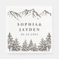 Rustique Mountain Elegant Mariage d'aquarelle pin