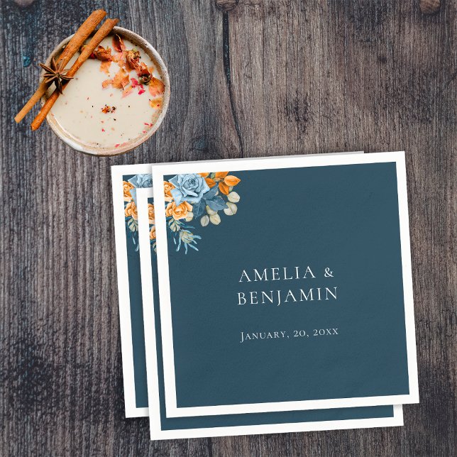 Serviette En Papier Rustique Orange Terracotta Marine Mariage de rouil (Créateur téléchargé)