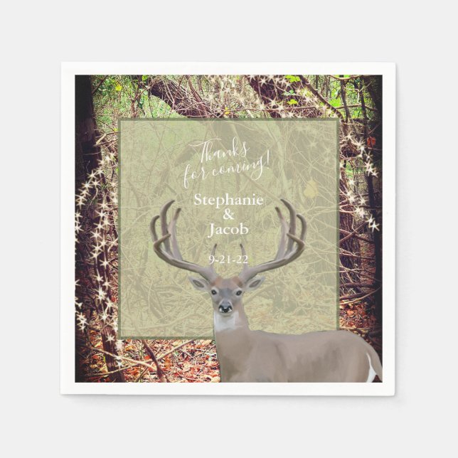 Serviette En Papier Rustique Pays Chasseur de cerfs Mariage Papier Pla (Devant)