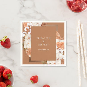 Serviette En Papier Rustique Terracotta Boho Pampas Orchidées Mariage