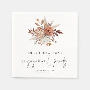 Serviette En Papier Rustique Terracotta Florales Script
