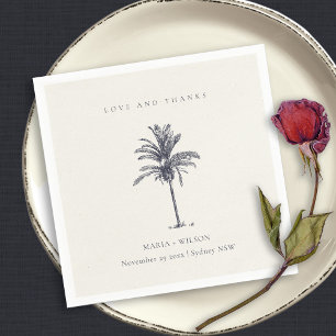 Serviette En Papier Rustique Tropical Navy Palm Tree Mariage Merci