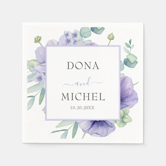 Serviette En Papier Rustique Violet été Wild Floral Mariage (Devant)