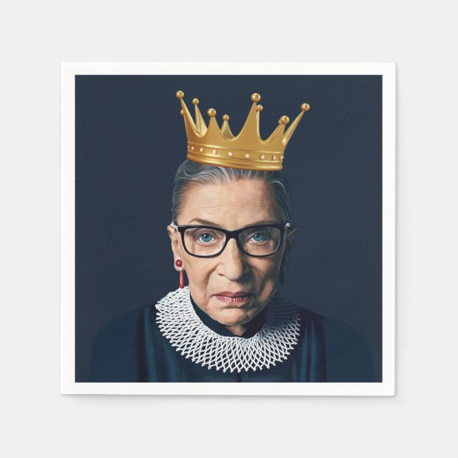 Serviette En Papier Ruth Bader Ginsburg avec couronne d'or (Devant)