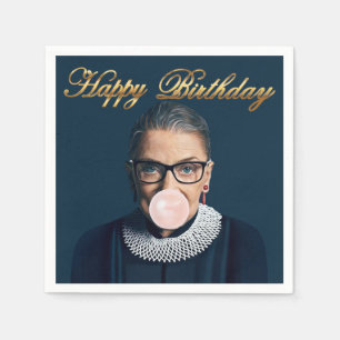 Serviette En Papier Ruth Bader Ginsburg soufflant du chewing-gum rose