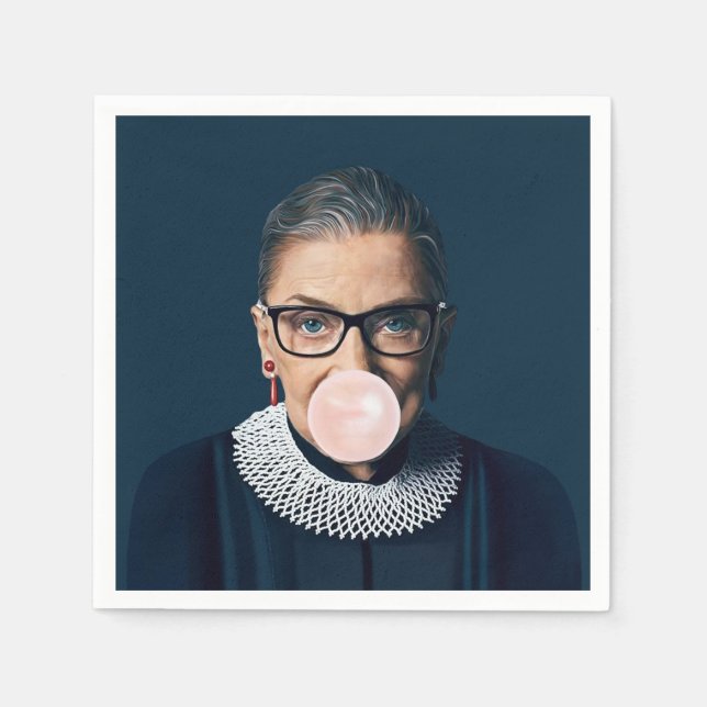 Serviette En Papier Ruth Bader Ginsburg souffler rose bulle gomme (Devant)