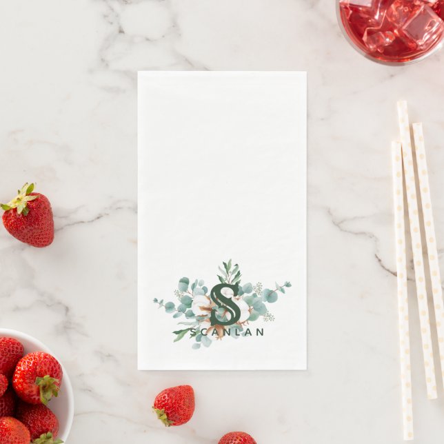 Serviette En Papier S Monogramme Botanique Floral Serviettes d'hôtes (En situation)
