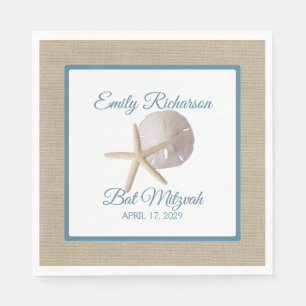 Serviette En Papier Sable Dollar et plage de Starfish avec nom et date