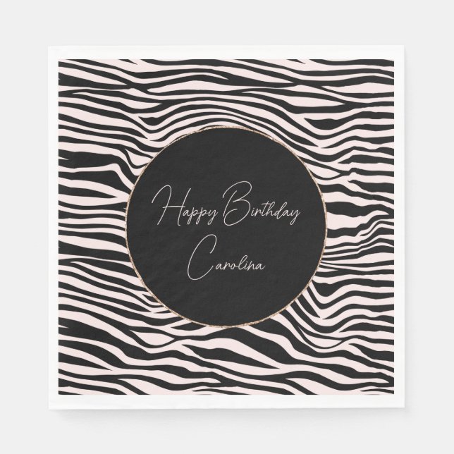 Serviette En Papier Sable noir et blanc Zebra Print (Devant)