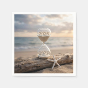Serviette En Papier Sablier de plage Nouvel An 2027