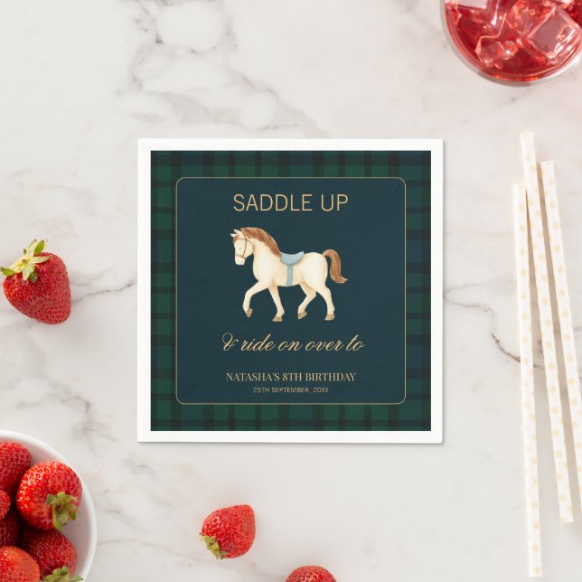Serviette En Papier Saddle Up Vintage Preppy Horse Birthday  (En situation)