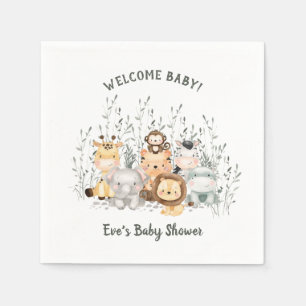 Serviette En Papier Safari Animaux Baby shower serviettes