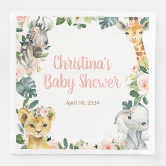 Serviette En Papier Safari Animaux Baby shower serviettes