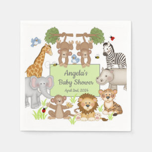 Serviette En Papier Safari Animaux Baby shower Table de fête