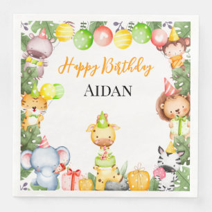 Serviette En Papier Safari Animaux Fête Enfants