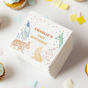 Serviette En Papier Safari Animaux Sauvages 2ème Anniversaire
