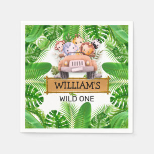 Serviette En Papier Safari Animaux sauvages un anniversaire