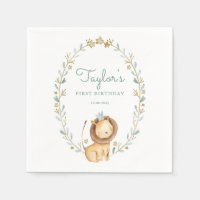 Safari Aquarelle Lion Prince Premier Anniversaire