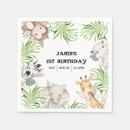 Serviette En Papier Safari Aventure 1er anniversaire