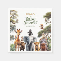 Safari Bébé Animaux Verdure Baby shower moderne