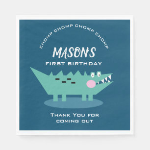 Serviette En Papier Safari d'anniversaire d'alligator mignon moderne q