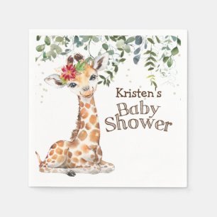 Serviette En Papier Safari dans la Jungle Baby Shower Girafe