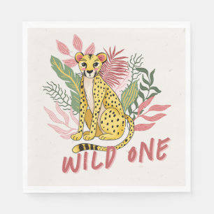 Serviette En Papier Safari Guépard Rose Anniversaire Enfants Fête