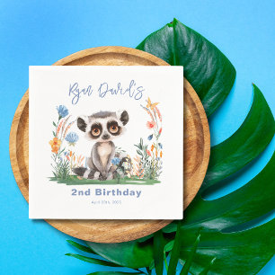 Serviette En Papier Safari Jungle Cute Aquarelle Singe Anniversaire