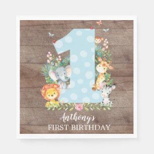 Serviette En Papier Safari Jungle Garçons Premier Anniversaire Papier