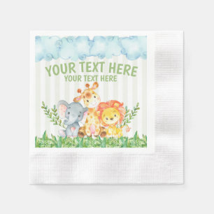 Serviette En Papier Safari Jungle Zoo Animal Napkins