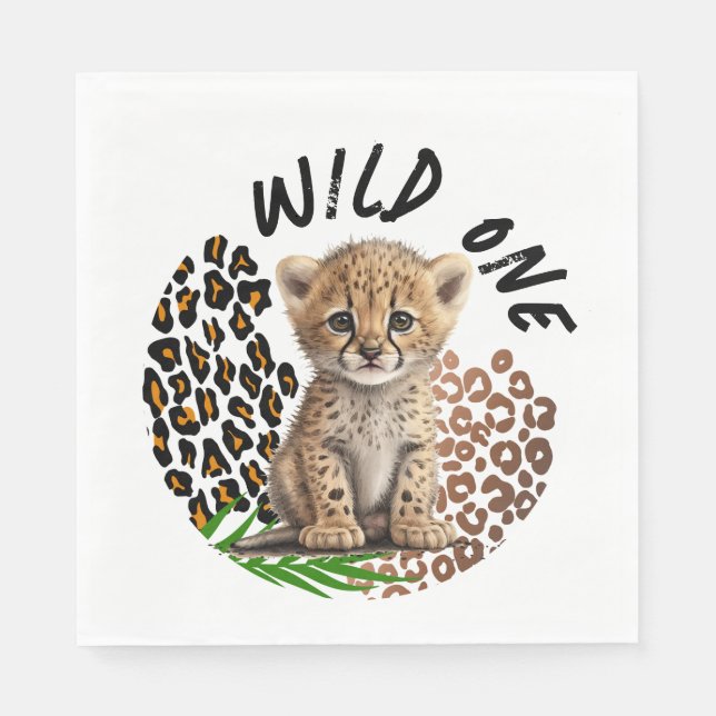 Serviette En Papier Safari Leopard Anniversaire Wild One Two Wild Part (Devant)
