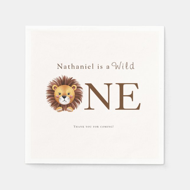 Serviette En Papier Safari sauvage un 1er anniversaire (Devant)