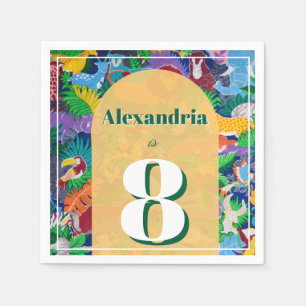 Serviette En Papier Safari Thème Anniversaire Personnalisé Nom d'âge