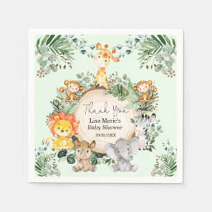 Serviette En Papier Safari-verdure rustique Jungle Baby Animals Douche