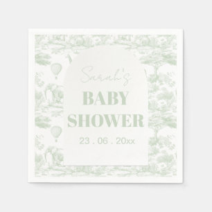 Serviette En Papier Safari vert Toile D Jouy Jungle Baby shower à thèm