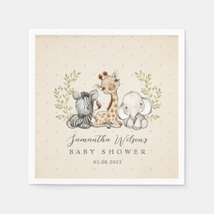 Serviette En Papier Safari Wild Giraffe Zebra Elephant Baby shower