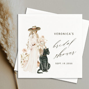 Serviette En Papier Safari Wild Leopard Boho Lady Fête des mariées