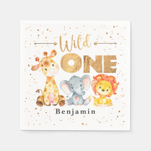 Serviette En Papier Safari Wild Un Annithday Napkins (Devant)